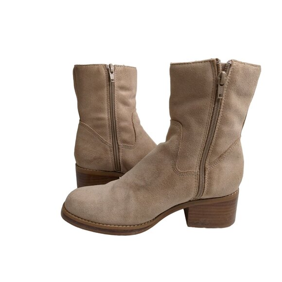Candies Ankle‎ Boot Womens 6 Tan Y2K Country Western Suede Leather Side Zip - Picture 3 of 10